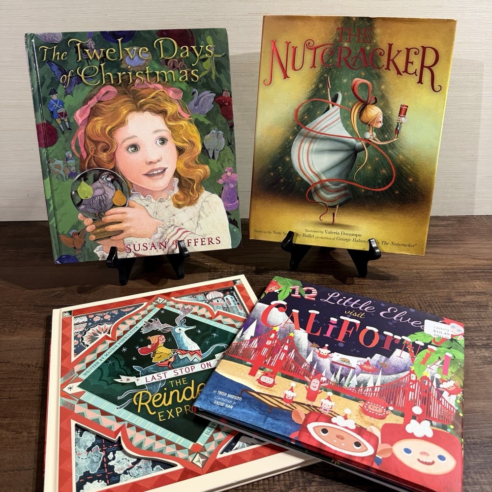 Lot of 4 Children's Christmas Picture Books Hardcover Illustrated Nutcracker
